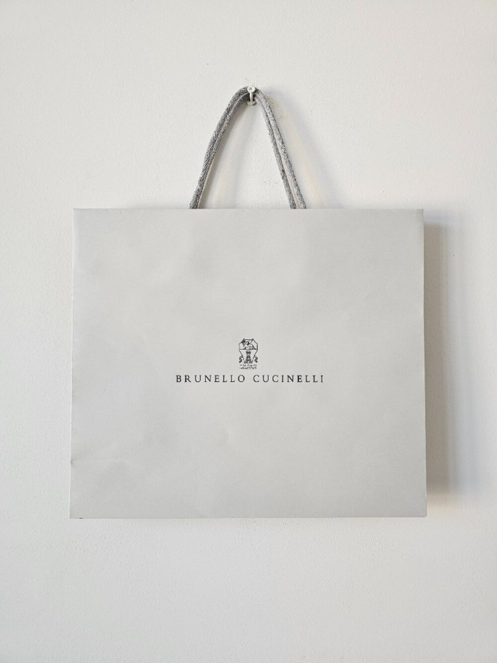 New BRUNELLO CUCINELLI Grey Paper Gift Shopping Bag 13.5"x11.75"x5.0"